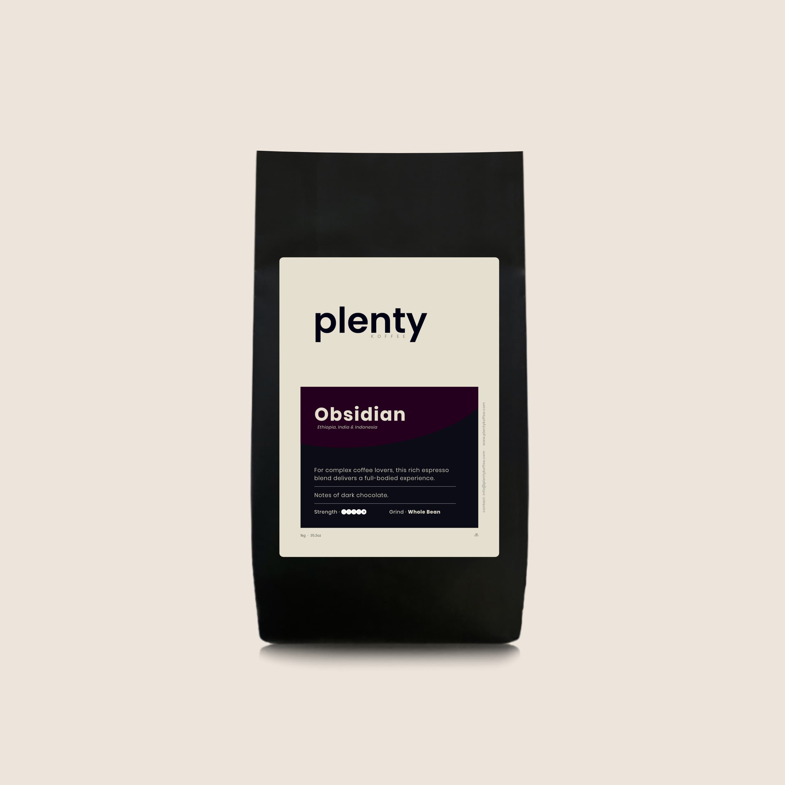 Obsidian coffee bag